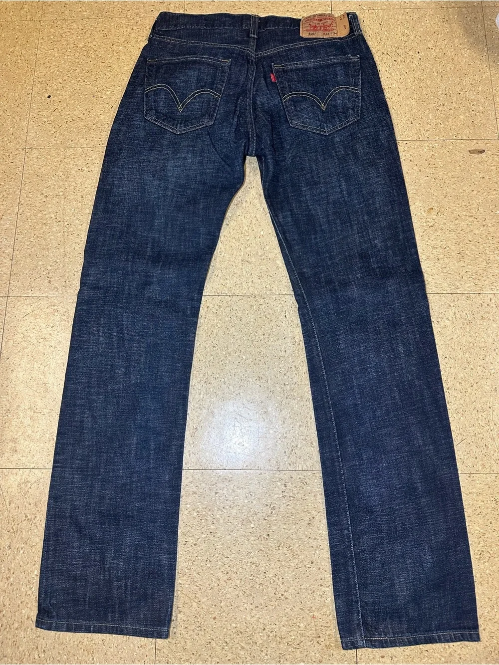 Levis 501XX Mens Blue Straight Button Fly Mid Rise Dark Jeans Sz 32x34